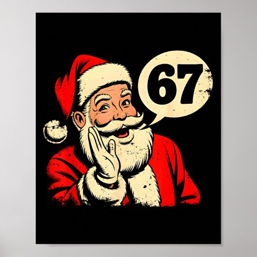 67 Kerst Grappig Zes Zeven Meme Brainrot Kerstman Poster (Voorkant)
