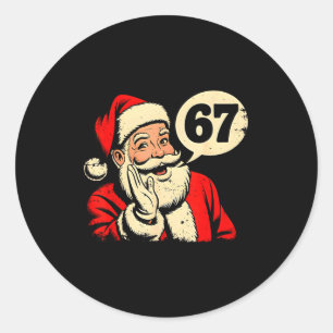 67 Kerst Grappig Zes Zeven Meme Brainrot Kerstman Ronde Sticker