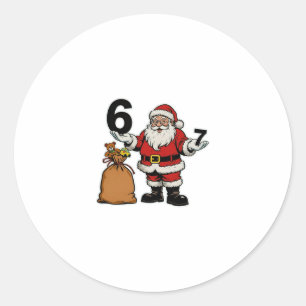67 Kerst Grappig Zes Zeven Meme Brainrot Kerstman Ronde Sticker