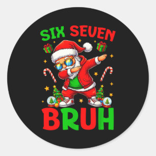 67 Kerst Grappig Zes Zeven Meme Brainrot Kerstman Ronde Sticker