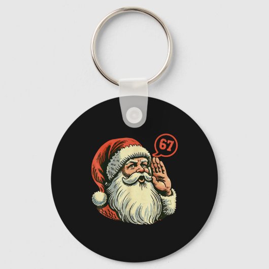 67 Kerst Grappig Zes Zeven Meme Brainrot Kerstman Sleutelhanger (Voorkant)