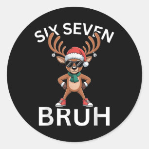 67 Kerst Grappig Zes Zeven Meme Brainrot Rendier Ronde Sticker
