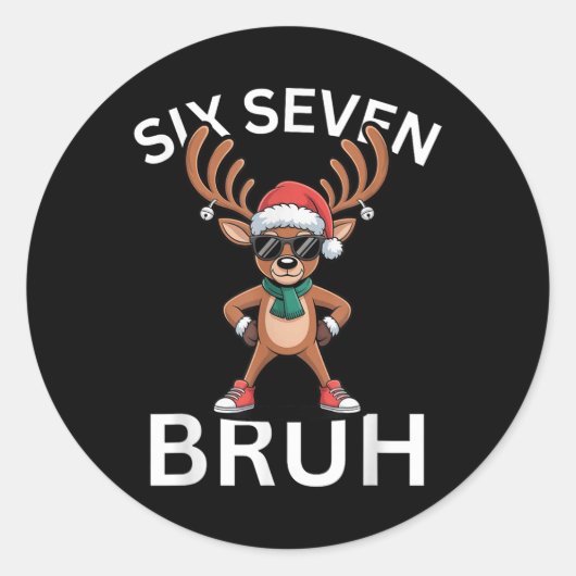 67 Kerst Grappig Zes Zeven Meme Brainrot Rendier Ronde Sticker (Voorkant)