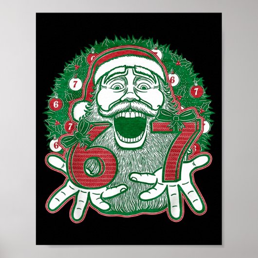 67 Kerst Grappig Zes Zeven Meme Brainrot Sinterkla Poster (Voorkant)