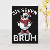 67 Kerst Grappig Zes Zeven Meme Brainrot Sneeuwman Kaart (Gele Bloem)