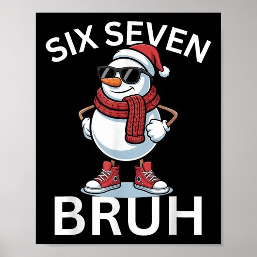 67 Kerst Grappig Zes Zeven Meme Brainrot Sneeuwman Poster (Voorkant)