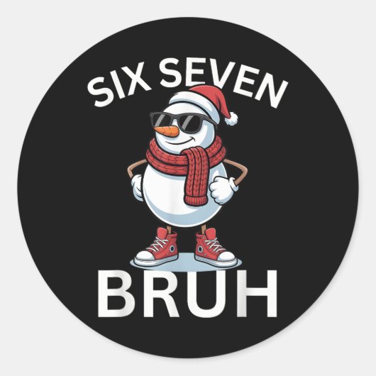 67 Kerst Grappig Zes Zeven Meme Brainrot Sneeuwman Ronde Sticker (Voorkant)