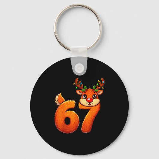 67 Kerst Grappige Rendier Bruh Meme Pyjama Dames Sleutelhanger (Voorkant)
