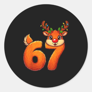 67 Kerst Grappige Rendier Bruh Meme Pyjama Vrouwen Ronde Sticker