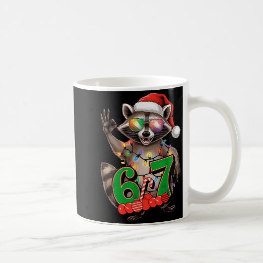 67 Kerst grappige wasbeer feestelijk 6-7 meme jong Koffiemok (Rechts)