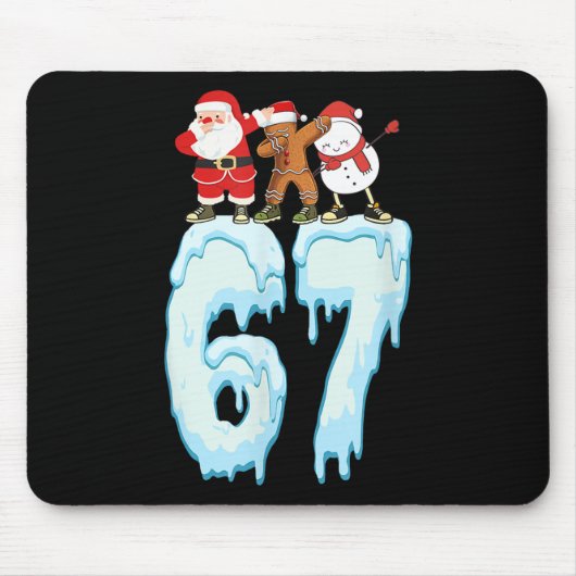 67 kerst meme 6 7 nummers zes zeven grappige kinde muismat (Voorkant)