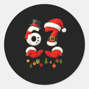 67 Kerst Meme Grappig 6 7 Handen Gen Alpha Jargon Ronde Sticker
