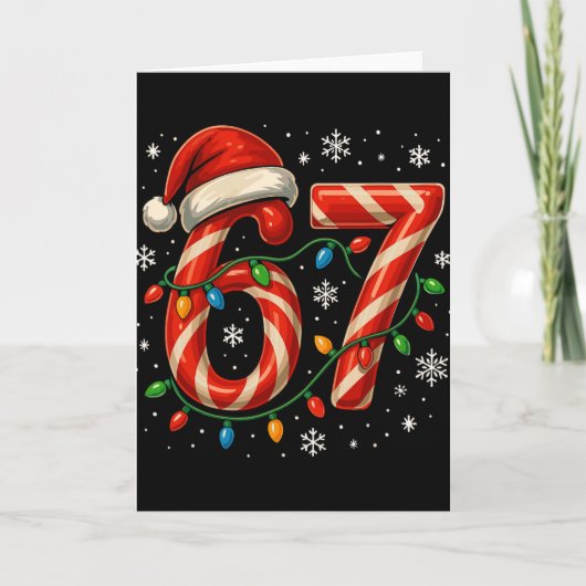 67 Kerst Meme Grappig Zes Zeven Kerstmis Lichtjes Kaart (Voorkant)