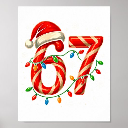 67 Kerst Meme Grappig Zes Zeven Kerstmis Lichtjes Poster (Voorkant)