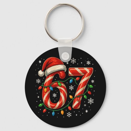 67 Kerst Meme Grappig Zes Zeven Kerstmis Lichtjes Sleutelhanger (Voorkant)