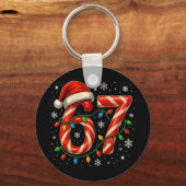 67 Kerst Meme Grappig Zes Zeven Kerstmis Lichtjes Sleutelhanger (Voorkant)