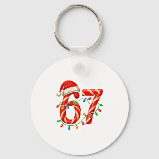 67 Kerst Meme Grappig Zes Zeven Kerstmis Lichtjes  Sleutelhanger (Voorkant)