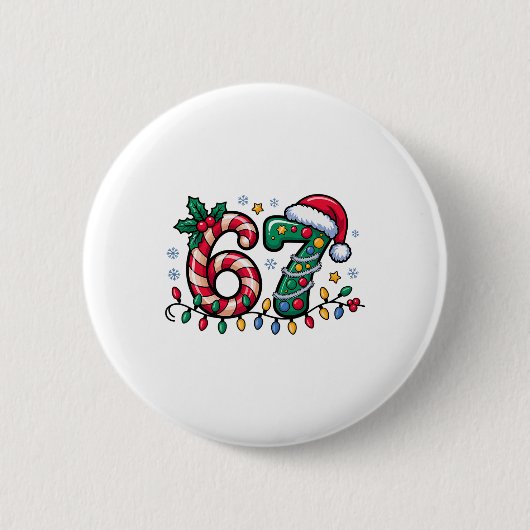 67 Kerst Meme Zes Zeven Kerstmis Grappige Jongens Ronde Button 5,7 Cm (Voorkant)