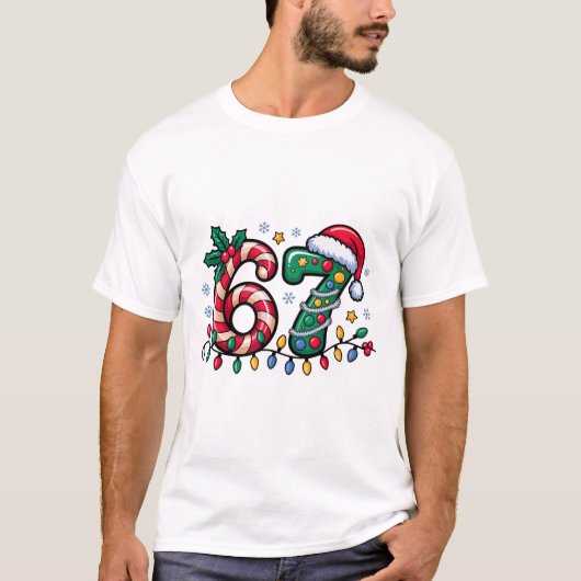 67 Kerst Meme Zes Zeven Kerstmis Grappige Jongens T-shirt (Voorkant)
