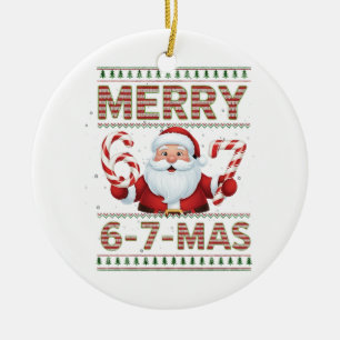 67 Kerst Merry 6 7 Lelijk Kerstmis Zes Zeven Keramisch Ornament