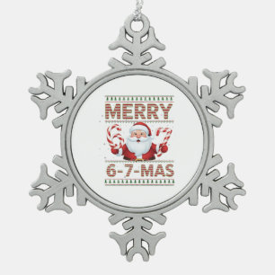 67 Kerst Merry 6 7 Lelijk Kerstmis Zes Zeven Tin Sneeuwvlok Ornament