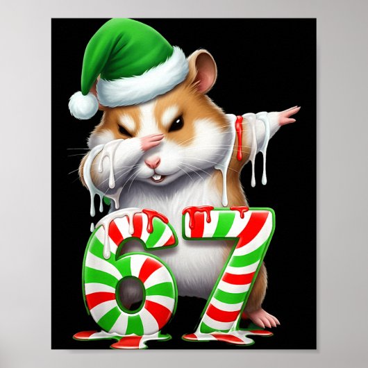 67 Kerst Morsig 67 Brainrot Jeugd Kinderen Hamster Poster (Voorkant)