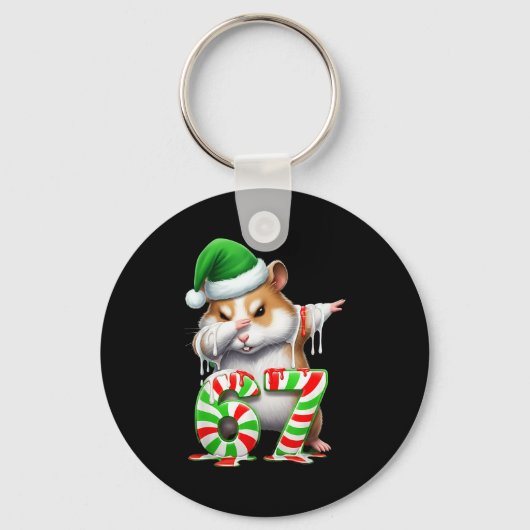 67 Kerst Morsig 67 Brainrot Jeugd Kinderen Hamster Sleutelhanger (Voorkant)
