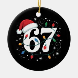 67 Kerst Nummer Zesenzestig Kerstman Kinderen Keramisch Ornament