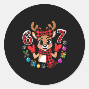 67 Kerst outfit vrouwen meme rendier zes zeven  Ronde Sticker