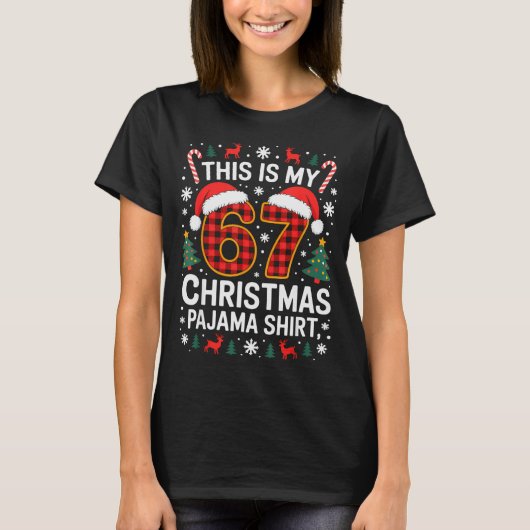 67 Kerst Pijama Shirt Grappig Zes Zeven Meme Bra (Voorkant)