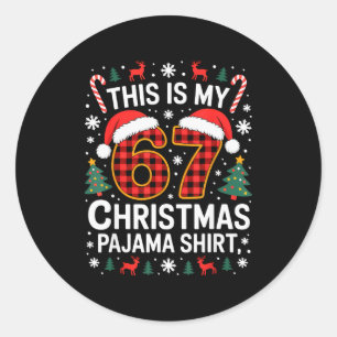 67 Kerst Pijama Shirt Grappig Zes Zeven Meme Bra Ronde Sticker