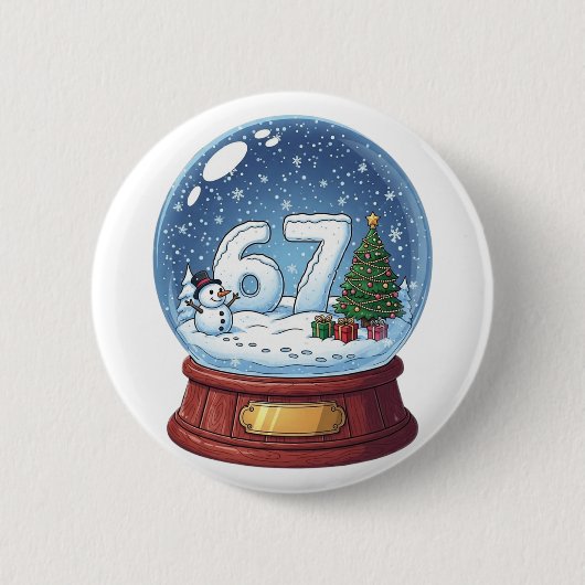 67 Kerst Sneeuwbol Grappig Zes Zeven Meme Ronde Button 5,7 Cm (Voorkant)