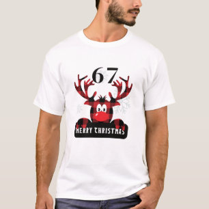 67 Kerst T-shirt Geruite Rendier Zes Zeven Meme
