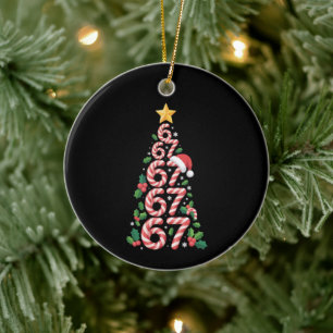 67 Kerstboom Candy Cane Vakantie Zes Zeven  Keramisch Ornament