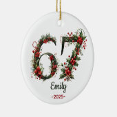 67 Kerstcadeau, op maat 2025 Kinderen Ornament (Rechts)