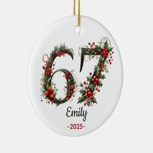 67 Kerstcadeau, op maat 2025 Kinderen Ornament (Rechts)