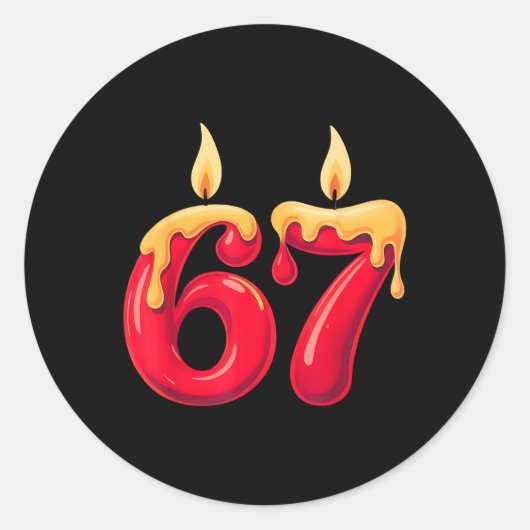 67 Kerstkaarsen Ronde Sticker (Voorkant)