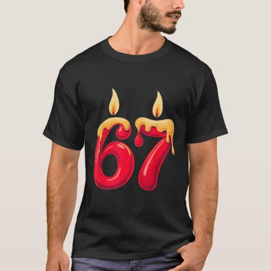 67 Kerstkaarsen  T-shirt (Voorkant)
