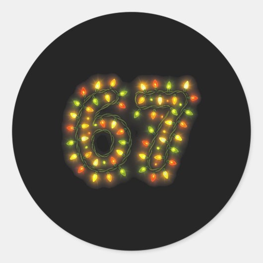 67 Kerstlichten 6 7 Meme Gen Alpha Jargon  Ronde Sticker (Voorkant)