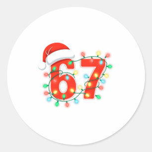 67 Kerstlichten Meme Zeggen 6 7 Kostuum Xmas L Ronde Sticker