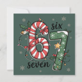 67 Kerstlichten Zes Zeven Vakantie Grappig Meme Feestdagenkaart (Voorkant)