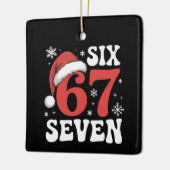 67 Kerstman Hoed Kerstmis Zes Zeven Grappige Uitsp Keramisch Ornament (Links)