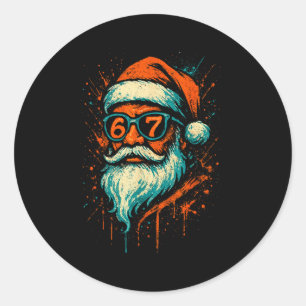 67 Kerstman Kerstgezicht 6 7 Meme Zes Zeven Tiener Ronde Sticker