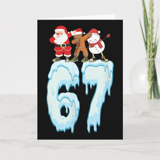 67 Kerstmeme 6 7 Nummers Zes Zeven Grappige Kinder Kaart (Voorkant)