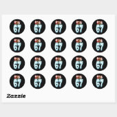 67 Kerstmeme 6 7 Nummers Zes Zeven Grappige Kinder Ronde Sticker (Vel)