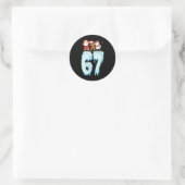 67 Kerstmeme 6 7 Nummers Zes Zeven Grappige Kinder Ronde Sticker (Tas)