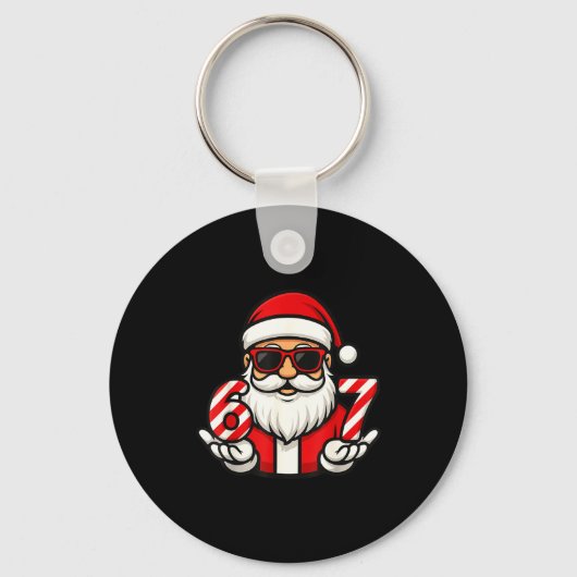 67 Kerstmeme zes grappige kerstman  Sleutelhanger (Voorkant)