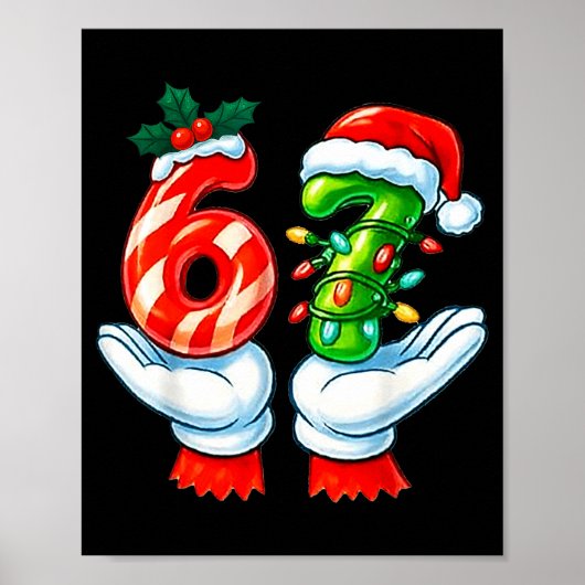 67 Kerstmis 67 Meme Gen Alpha Jargon Suikerstok Xm Poster (Voorkant)