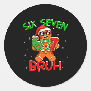 67 Kerstmis 6 7 Meme Peperkoek Man Kerst Pyjama Ronde Sticker