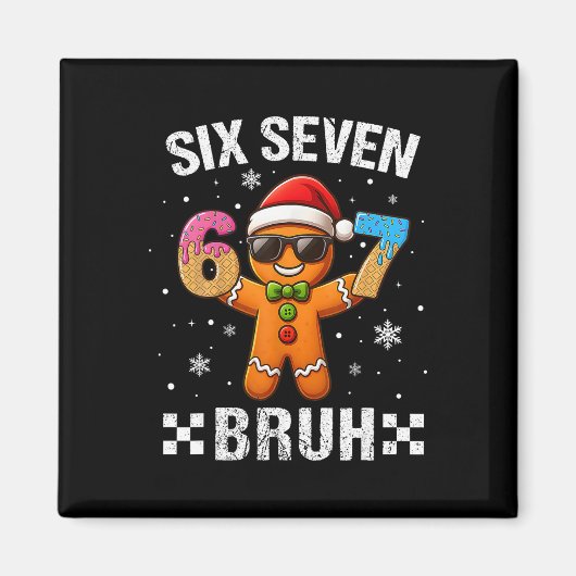67 Kerstmis 6 7 Meme Peperkoek Man Kerstmis Pyjama Magneet (Voorkant)